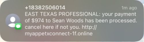 Text scam alert Sean Woods